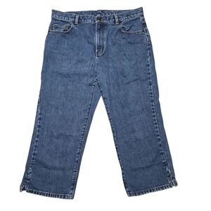 Lauren Ralph Lauren Cropped Jeans Womens 10 Blue High Rise Wide Leg Denim